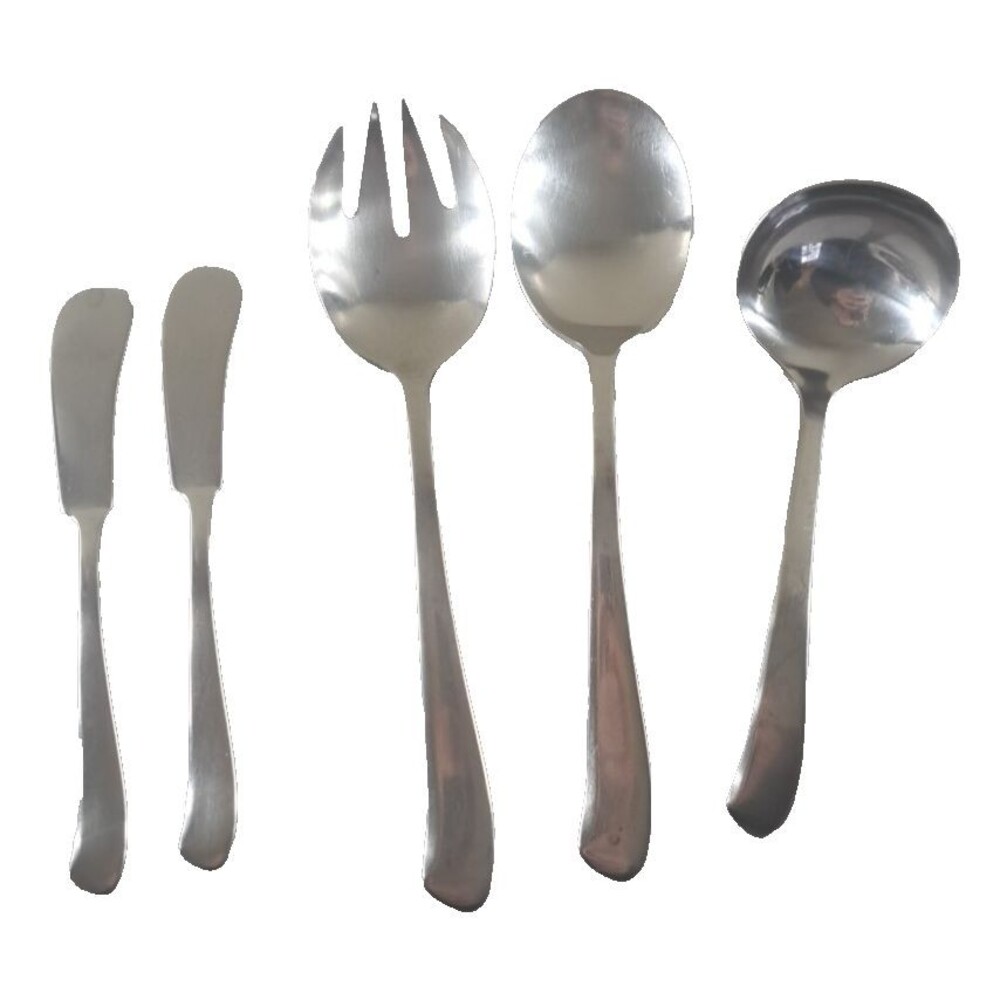 Wallace Saybrook Serving Utensils Spoon Ladle Spreader Knife Stainless Set Of 5